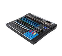 Console de mixage professionnelle 48 V 8 canaux avec entrée numérique USB MP3 Bluetooth Écran LCD Stéréo DJ Audio Mixer pour festivals de musique studios d'enregistrement 38 x 31 x 3,5 cm