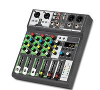 Console de mixage sonore professionnelle, USB, ordinateur d'enregistrement, alimentation fantôme 48V, effet répétition retard, mélangeur Au-dio à 4 canaux Débutants et professionnels