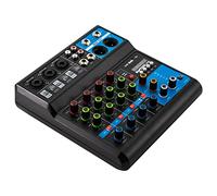 Console de mixage stéréo 5 canaux - Mini table de mixage audio DJ numérique avec Bluetooth USB 48 V - Alimentation fantôme DJ Live Audio - Pour les fêtes d'enregistrement professionnelles, KTV, scène
