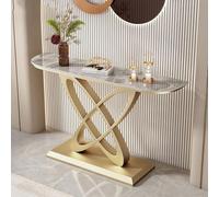 Console de Rangement pour entrée, Table d'appoint étroite, Console Moderne avec piètement en métal, Table d'entrée Effet marbre, Table étroite avec Pieds géométriques pour Salon, entrée, lon