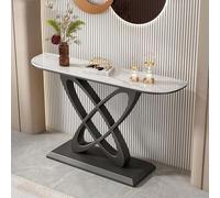 Console de Rangement pour entrée, Table d'appoint étroite, Console Moderne avec piètement en métal, Table d'entrée Effet marbre, Table étroite avec Pieds géométriques pour Salon, entrée, lon