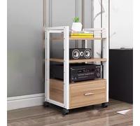 Console de tourne-disque à 3 niveaux autonome pour lecteurs DVD et consoles de jeux, étagère d'angle facile à assembler, support roulant, blanc, 79 cm de haut