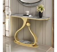 Console d'entrée avec dessus en imitation marbre, design contemporain derrière le canapé, améliore l'espace de vie avec une construction robuste