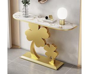 Console d'entrée avec plateau en pierre et base en métal pour salon, couloir, entrée