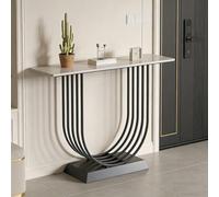 Console D'entrée en Forme de U, Base en Acier au Carbone, Table D'appoint à Placer Derrière le Canapé, Convient pour le Salon, le Bureau et la Chambre à Coucher(Black,140x30x80cm/55x12x31in)