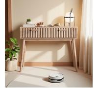 Console d'Entrée Étanche avec 2 Tiroirs Ventilation Active, Table d'Accueil Canapé 100x35x80cm Design Scandinave en Bois Naturel
