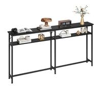 Console D'ENTREE- étroite et Longue - 2 Niveaux - Gris - avec Espace de Rangement - 180 cm - Derrière la Table Basse pour Le Salon - Console Extra Longue pour entrée, Couloir et Foyer (Noir)