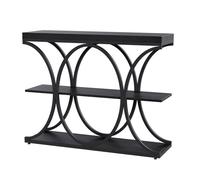 Console d'entrée industrielle - GARVEE - 100x30x80 cm - Noir - 3 étagères - Pieds métalliques - Bois composite