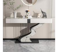 Console d'entrée Moderne en Pierre avec tiroir de Rangement, Table d'appoint étroite décorative pour Salon, Bureau ou Couloir.(Black-5,100cm/39.3in)