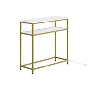 SoBuy | Console d'entrée Or | Table d'appoint avec prises intégrées | Meuble télé en MDF | 80×30×75 cm | Capacité de charge 30 kg | FSB106-E-G Doré