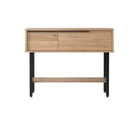 Console d'entrée Rebecca Mobili Hinoki 76x100x29,5 Panneau de particules Fer Chêne clair Gris foncé Moderne