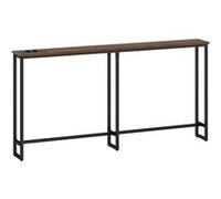 Console d'entrée style industriel - prises de courant et USB intégrées - dim. 160 x 20 x 80 cm - acier noir effet bois