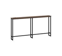 HOMCOM Table Console étroite, Table d'entrée avec Prises de Courant et USB, Bout de Canapé Style Industriel, pour Salon entrée Couloir, 160 x 20 x 80 cm, Marron