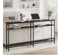 Console d'entree,Table console-180 x 23 x 100 cm-2 étages-NOIR-Meubled'entree