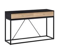 Console Design 2 Tiroirs Métal Aspect Bois Chêne Clair Et Noir Noir