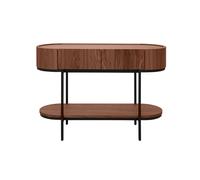 Console design avec tiroirs en bois foncé noyer et métal noir L110 cm SKYE