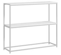 HomCom Table console - Cadre en acier, 2 étagères, design moderne, 100x30x87 cm, blanc