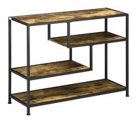 HomCom Table console d'entrée style industriel 4 niveaux 3 étagères acier aspect bois 99,6×33,6×74cm