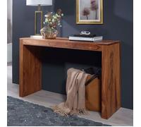 WOHNLING Table Console Solide en Bois Sheesham Console Bureau 115 x 40 cm Table de Travail de Style Chalet en Bois Naturel Moderne