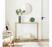 Console dorée VASAGLE - 2 étagères en verre trempé - 100 x 35 x 80 cm