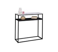 IDMarket Console double Alaska Effet marbre et bois Noir Pied métal