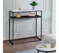 Console Double Alaska Effet Marbre Et Bois Noir Pied Métal Multicolore