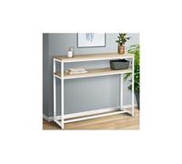 IDMarket Console Double Detroit - design industriel bois et métal blanc