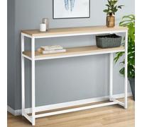 Console double DETROIT design industriel bois et métal blanc