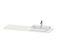 Console Duravit Happy D.2 Plus, 1600x550 mm, 1 découpe à droite, pour meuble sous-lavabo HP4944, HP4963, HP4973, HP031HR3939, Couleur: Laque mate en soie Nordic White