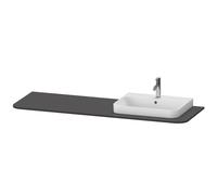 Console Duravit Happy D.2 Plus, 1600x550 mm, 1 découpe à droite, pour meuble sous-lavabo HP4944, HP4963, HP4973, HP031HR8080, Couleur: Décor graphite super mat