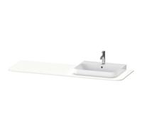Console Duravit Happy D.2 Plus, 1600x550 mm, 1 découpe à droite, pour meuble sous-lavabo HP4944, HP4963, HP4973, HP031HR3636, Couleur: Laque mate en soie blanche