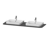 Console Duravit Happy D.2 Plus, 1600x550 mm, 2 découpes, pour meuble sous-lavabo HP4946B, HP4964B, HP4974B, HP032HB8080, Couleur: Décor graphite super mat