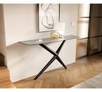 Console Edge forme bateau 140x40 cm Céramique Gris béton Estelo Métal Noir