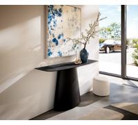 Console Edge forme bateau 140x40 cm Céramique Laminam® Nero Greco Anthrazit Conos Métal Noir