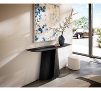 Console Edge forme bateau 140x40 cm Céramique Laminam® Nero Greco Anthrazit Livos Métal Noir