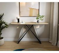 Console Edge forme bateau 140x40 cm Céramique Laminam® Sabbia Eichefarbig Velio Métal Noir