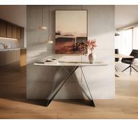 Console Edge forme bateau 140x40 cm Céramique Minas Melange Weiß-Beige Velio Métal Effektfinish Titan
