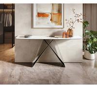 Console Edge forme bateau 180x40 cm Céramique Calacatta Luxe Weiß-Gold-Gris Velio Métal Effektfinish Titan