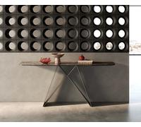 Console Edge forme bateau 180x40 cm Céramique Emperador Extra Lucidato Dunkelbraun Velio Métal Effektfinish Titan