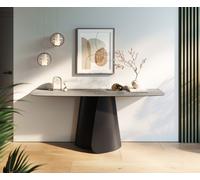 Console Edge forme bateau 180x40 cm Céramique Gris béton Livos Métal Noir
