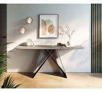 Console Edge forme bateau 180x40 cm Céramique Gris béton Velio Métal Noir