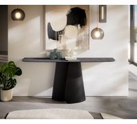 Console Edge forme bateau 180x40 cm Céramique Laminam® Nero Greco Anthrazit Livos Métal Noir