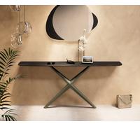 Console Edge forme bateau 180x40 cm Céramique Laminam® Noir Desir Braun Estelo Métal Effektfinish Titan