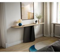 Console Edge forme bateau 180x40 cm Céramique Laminam® Sabbia Eichefarbig Livos Métal Noir