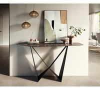 Console Edge Polygonal 140x50 cm Céramique Emperador Extra Lucidato Dunkelbraun Spios Métal Noir