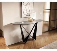 Console Edge Polygonal 140x50 cm Céramique Gris béton Spios Métal Noir