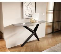 Console Edge Polygonal 140x50 cm Céramique Gris béton Zentharo Métal Noir