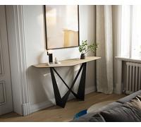 Console Edge Polygonal 140x50 cm Céramique Laminam® Sabbia Eichefarbig Spios Métal Noir