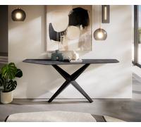 Console Edge Polygonal 180x50 cm Céramique Laminam® Nero Greco Anthrazit Zentharo Métal Noir