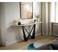 Console Edge Polygonal 180x50 cm Céramique Laminam® Sabbia Eichefarbig Spios Métal Noir
